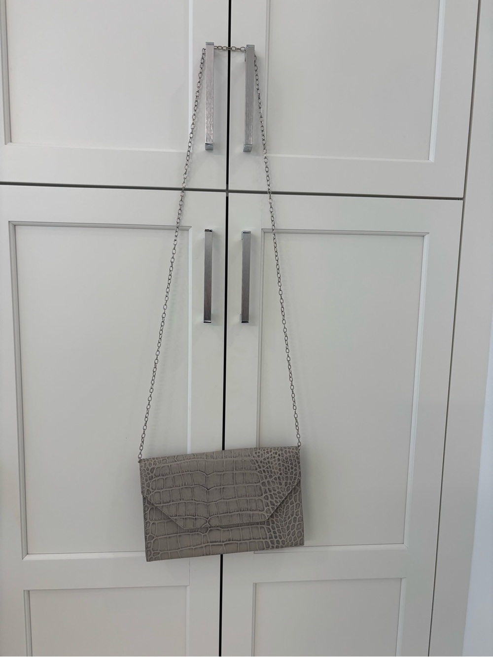 Halogen Gray leather handbag  Clutch